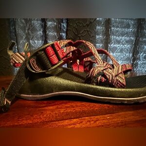 Chaco Strappy Sandals in Black and Burgundy